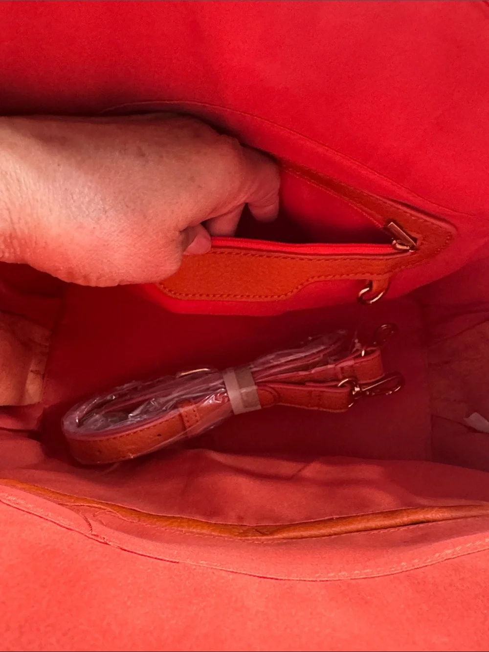 Calin Collections (Vegan ) Orange Quilted Dome Satchel Bag